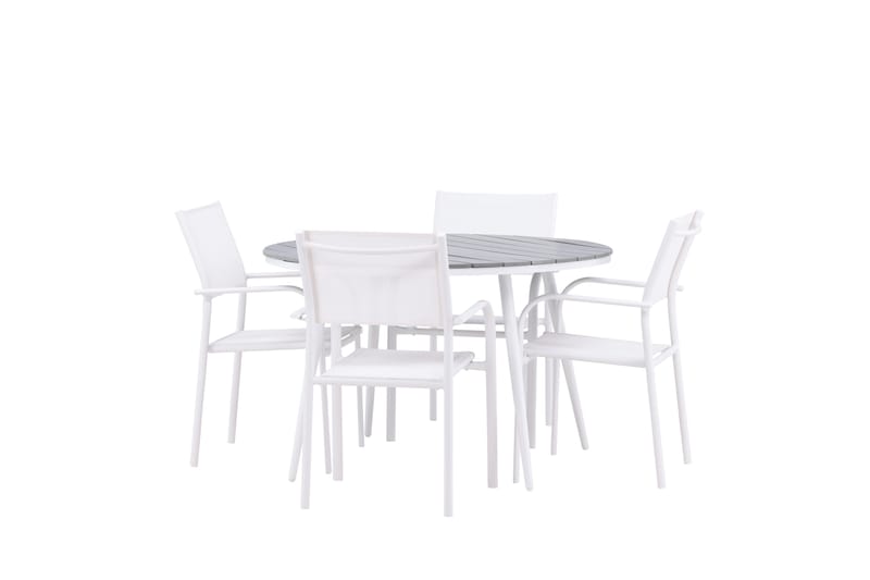 Matgrupp Utomhus Break 120 cm Rund med 4 Santorini Utestolar - Grå - Utemöbler & utemiljö - Utegrupp - Matgrupp utomhus