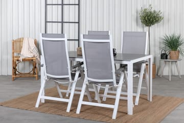 Matgrupp Utomhus Break 150cm + 4 Albany Positionsstolar Vit/Grå - Venture Home - Utemöbler & utemiljö - Utegrupp - Matgrupp utomhus