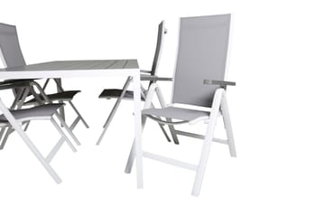Matgrupp Utomhus Break 150cm + 4 Albany Positionsstolar Vit/Grå - Venture Home - Utemöbler & utemiljö - Utegrupp - Matgrupp utomhus