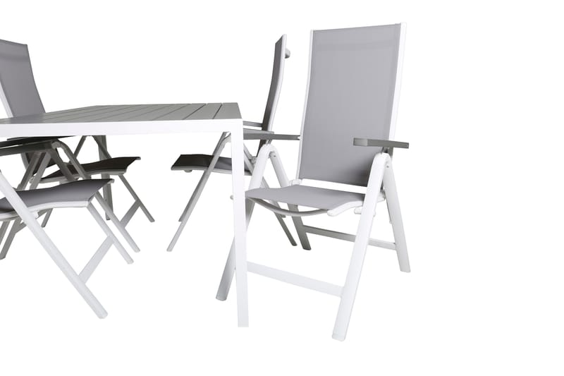 Matgrupp Utomhus Break 150cm + 4 Albany Positionsstolar Vit/Grå - Venture Home - Utemöbler & utemiljö - Utegrupp - Matgrupp utomhus
