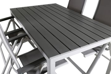 Matgrupp Utomhus Break 150cm + 4 Albany Positionsstolar Vit/Grå - Venture Home - Utemöbler & utemiljö - Utegrupp - Matgrupp utomhus
