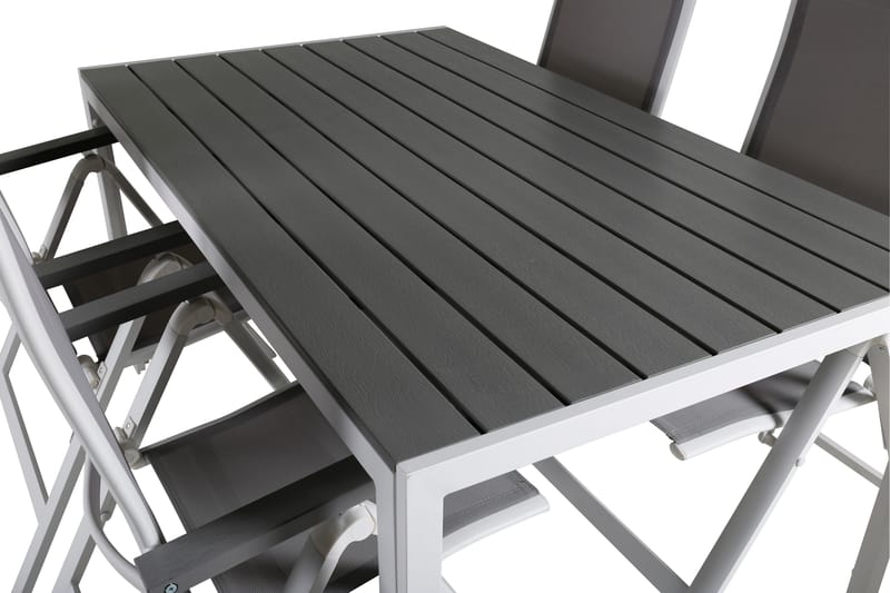 Matgrupp Utomhus Break 150cm + 4 Albany Positionsstolar Vit/Grå - Venture Home - Utemöbler & utemiljö - Utegrupp - Matgrupp utomhus