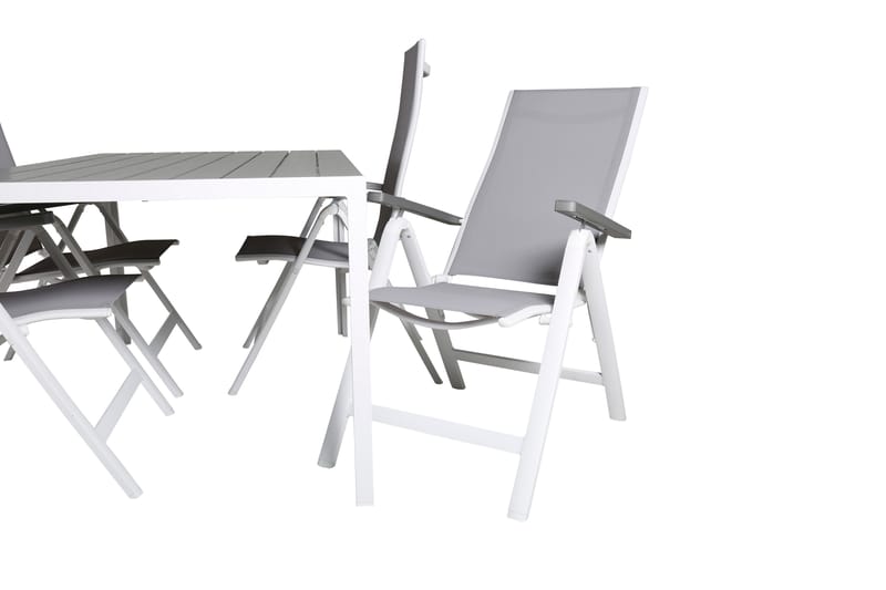Matgrupp Utomhus Break 150cm + 4 Albany Positionsstolar Vit/Grå - Venture Home - Utemöbler & utemiljö - Utegrupp - Matgrupp utomhus