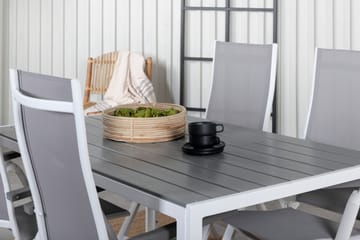 Matgrupp Utomhus Break 150cm + 4 Albany Positionsstolar Vit/Grå - Venture Home - Utemöbler & utemiljö - Utegrupp - Matgrupp utomhus
