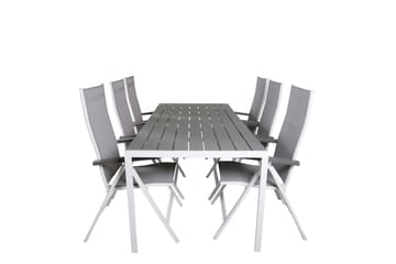 Matgrupp Utomhus Break 205cm + 6 Albany Positionsstolar Grå/Vit - Venture Home - Utemöbler & utemiljö - Utegrupp - Matgrupp utomhus