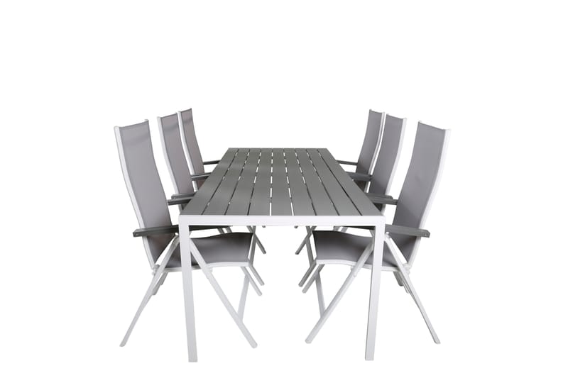 Matgrupp Utomhus Break 205cm + 6 Albany Positionsstolar Grå/Vit - Venture Home - Utemöbler & utemiljö - Utegrupp - Matgrupp utomhus