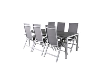 Matgrupp Utomhus Break 205cm + 6 Albany Positionsstolar Grå/Vit - Venture Home - Utemöbler & utemiljö - Utegrupp - Matgrupp utomhus