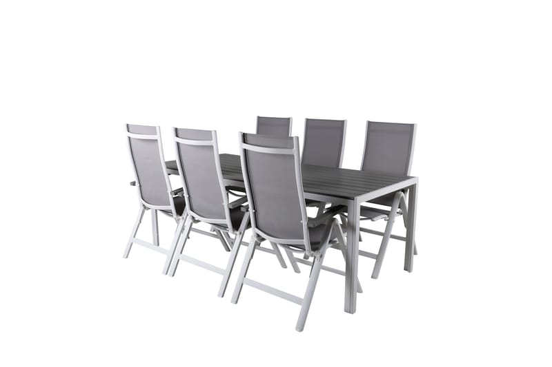 Matgrupp Utomhus Break 205cm + 6 Albany Positionsstolar Grå/Vit - Venture Home - Utemöbler & utemiljö - Utegrupp - Matgrupp utomhus