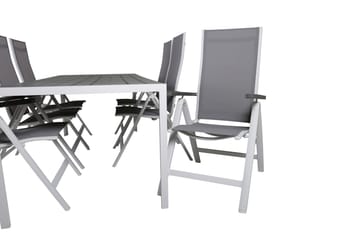 Matgrupp Utomhus Break 205cm + 6 Albany Positionsstolar Grå/Vit - Venture Home - Utemöbler & utemiljö - Utegrupp - Matgrupp utomhus