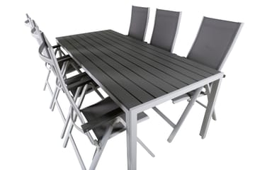 Matgrupp Utomhus Break 205cm + 6 Albany Positionsstolar Grå/Vit - Venture Home - Utemöbler & utemiljö - Utegrupp - Matgrupp utomhus