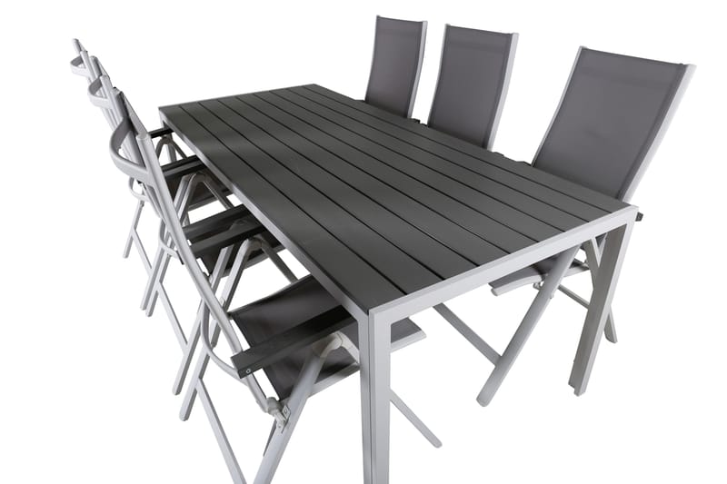 Matgrupp Utomhus Break 205cm + 6 Albany Positionsstolar Grå/Vit - Venture Home - Utemöbler & utemiljö - Utegrupp - Matgrupp utomhus