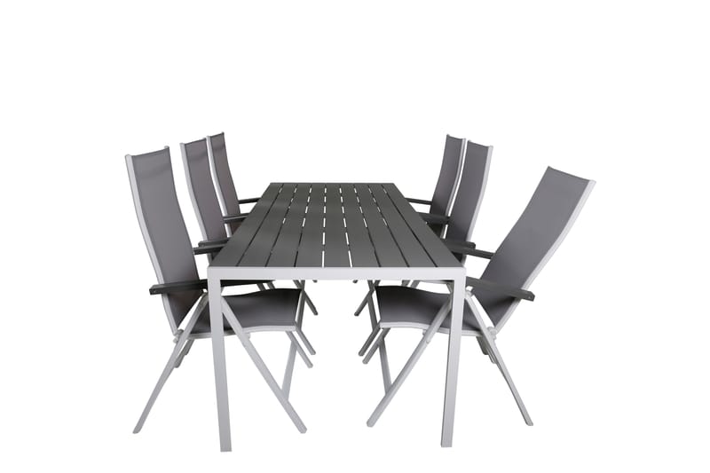 Matgrupp Utomhus Break 205cm + 6 Albany Positionsstolar Grå/Vit - Venture Home - Utemöbler & utemiljö - Utegrupp - Matgrupp utomhus