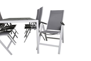 Matgrupp Utomhus Break 205cm + 6 Albany Positionsstolar Grå/Vit - Venture Home - Utemöbler & utemiljö - Utegrupp - Matgrupp utomhus