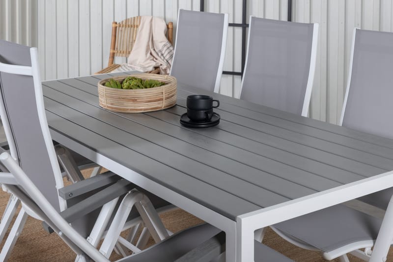 Matgrupp Utomhus Break 205cm + 6 Albany Positionsstolar Grå/Vit - Venture Home - Utemöbler & utemiljö - Utegrupp - Matgrupp utomhus