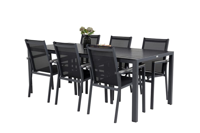 Matgrupp Utomhus Break 205cm + 6 Parma Karmstolar Utomhus Svart/Grå - Venture Home - Utemöbler & utemiljö - Utegrupp - Matgrupp utomhus