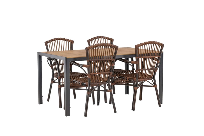 Break Matgrupp 150 cm + 4 st Galera Karmstolar Brun - Brun - Utemöbler & utemiljö - Utegrupp - Matgrupp utomhus