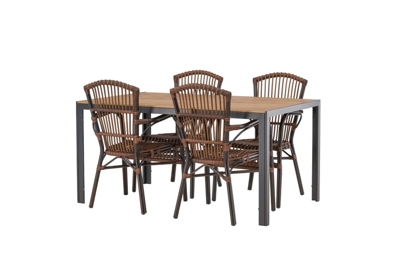 Break Matgrupp 150 cm + 4 st Galera Karmstolar Brun - Brun - Utemöbler & utemiljö - Utegrupp - Matgrupp utomhus