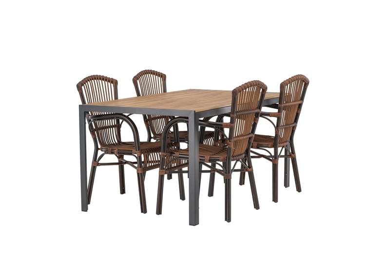 Break Matgrupp 150 cm + 4 st Galera Karmstolar Brun - Brun - Utemöbler & utemiljö - Utegrupp - Matgrupp utomhus