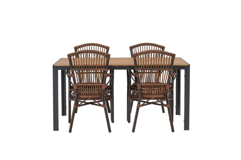Break Matgrupp 150 cm + 4 st Galera Karmstolar Brun - Brun - Utemöbler & utemiljö - Utegrupp - Matgrupp utomhus
