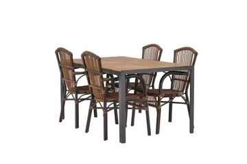 Break Matgrupp 150 cm + 4 st Galera Karmstolar Brun - Brun - Utemöbler & utemiljö - Utegrupp - Matgrupp utomhus