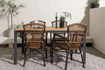 Break Matgrupp 150 cm + 4 st Galera Karmstolar Brun - Brun - Utemöbler & utemiljö - Utegrupp - Matgrupp utomhus