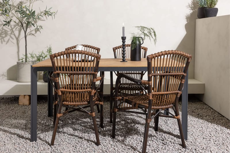 Break Matgrupp 150 cm + 4 st Galera Karmstolar Brun - Brun - Utemöbler & utemiljö - Utegrupp - Matgrupp utomhus