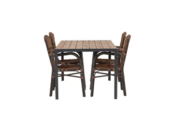 Break Matgrupp 150 cm + 4 st Galera Karmstolar Brun - Brun - Utemöbler & utemiljö - Utegrupp - Matgrupp utomhus