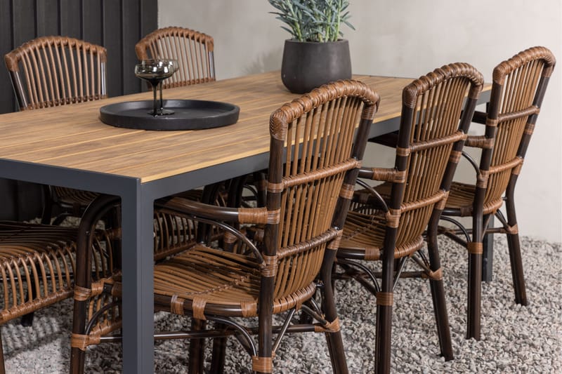 Break Matgrupp 205 cm + 6 st Galera Karmstolar Brun - Brun - Utemöbler & utemiljö - Utegrupp - Matgrupp utomhus