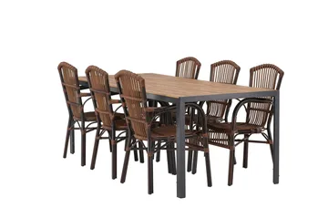 Break Matgrupp 205 cm + 6 st Galera Karmstolar Brun - Brun - Utemöbler & utemiljö - Utegrupp - Matgrupp utomhus