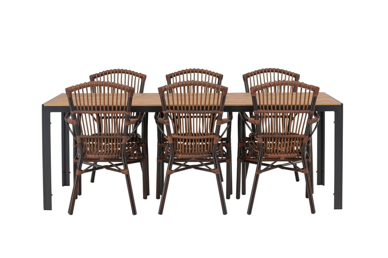 Break Matgrupp 205 cm + 6 st Galera Karmstolar Brun - Brun - Utemöbler & utemiljö - Utegrupp - Matgrupp utomhus