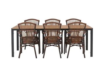 Break Matgrupp 205 cm + 6 st Galera Karmstolar Brun - Brun - Utemöbler & utemiljö - Utegrupp - Matgrupp utomhus