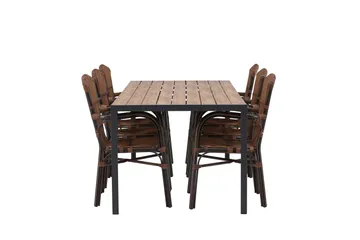 Break Matgrupp 205 cm + 6 st Galera Karmstolar Brun - Brun - Utemöbler & utemiljö - Utegrupp - Matgrupp utomhus