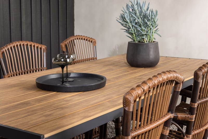 Break Matgrupp 205 cm + 6 st Galera Karmstolar Brun - Brun - Utemöbler & utemiljö - Utegrupp - Matgrupp utomhus