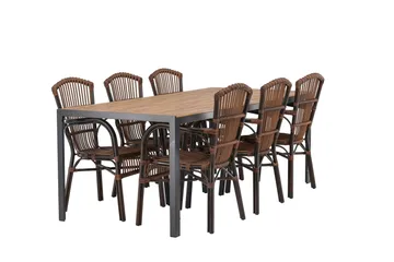 Break Matgrupp 205 cm + 6 st Galera Karmstolar Brun - Brun - Utemöbler & utemiljö - Utegrupp - Matgrupp utomhus