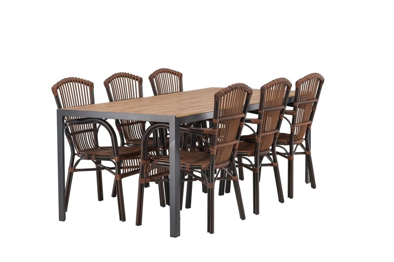 Break Matgrupp 205 cm + 6 st Galera Karmstolar Brun - Brun - Utemöbler & utemiljö - Utegrupp - Matgrupp utomhus