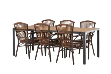 Break Matgrupp 205 cm + 6 st Galera Karmstolar Brun - Brun - Utemöbler & utemiljö - Utegrupp - Matgrupp utomhus