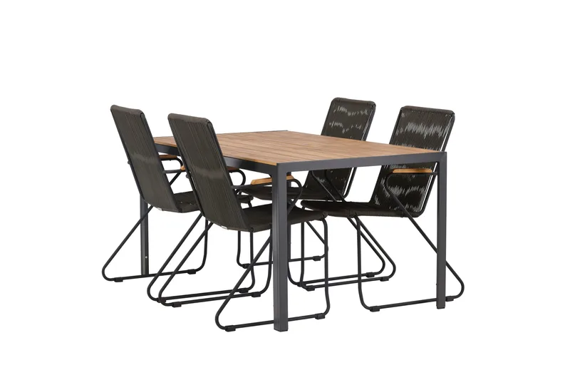 Break Matgrupp Utomhus 150 cm + 4 st Bois Karmstolar, Svart/Brun