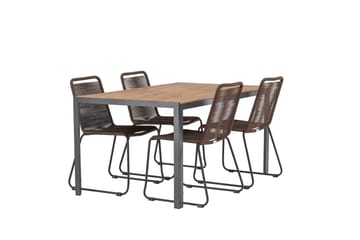 Break Matgrupp Utomhus 150 cm + 4 st Lindos Matstolar - Brun - Utemöbler & utemiljö - Utegrupp - Matgrupp utomhus