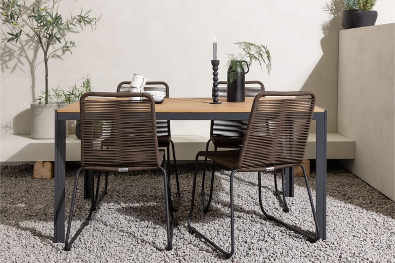 Break Matgrupp Utomhus 150 cm + 4 st Lindos Matstolar - Brun - Utemöbler & utemiljö - Utegrupp - Matgrupp utomhus