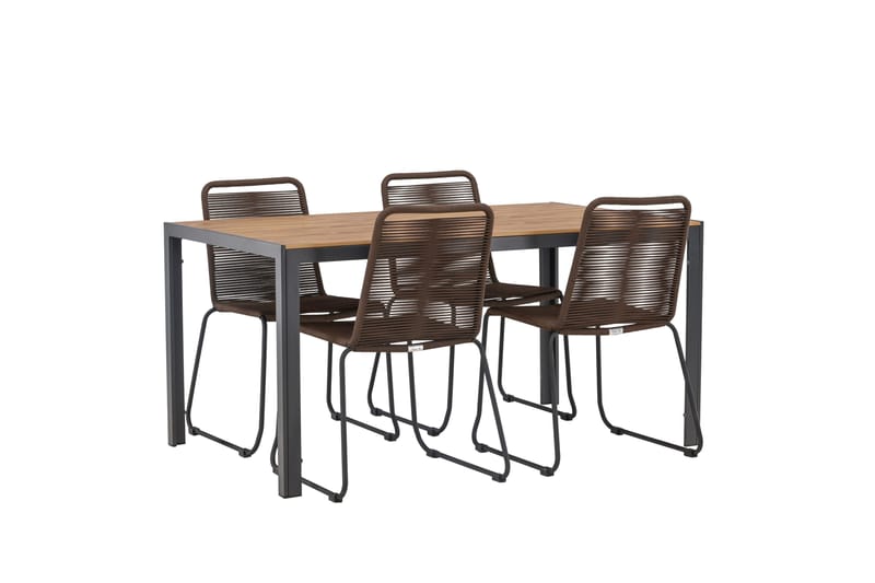 Break Matgrupp Utomhus 150 cm + 4 st Lindos Matstolar - Brun - Utemöbler & utemiljö - Utegrupp - Matgrupp utomhus