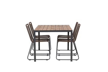 Break Matgrupp Utomhus 150 cm + 4 st Lindos Matstolar - Brun - Utemöbler & utemiljö - Utegrupp - Matgrupp utomhus