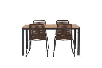 Break Matgrupp Utomhus 150 cm + 4 st Lindos Matstolar - Brun - Utemöbler & utemiljö - Utegrupp - Matgrupp utomhus