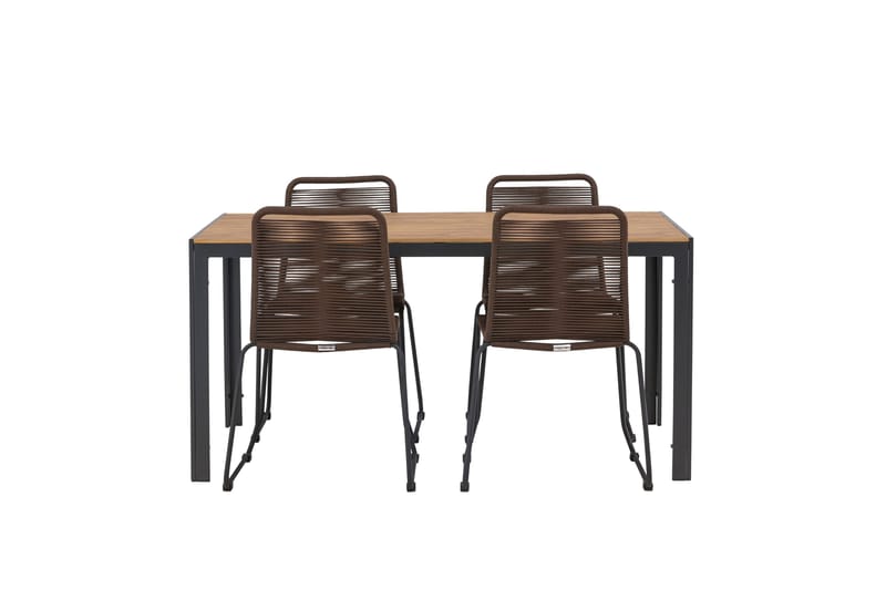 Break Matgrupp Utomhus 150 cm + 4 st Lindos Matstolar - Brun - Utemöbler & utemiljö - Utegrupp - Matgrupp utomhus