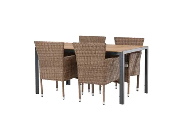 Break Matgrupp Utomhus 150 cm + 4 st Malina Karmstolar - Brun - Utemöbler & utemiljö - Utegrupp - Matgrupp utomhus