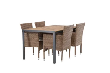 Break Matgrupp Utomhus 150 cm + 4 st Malina Karmstolar - Brun - Utemöbler & utemiljö - Utegrupp - Matgrupp utomhus