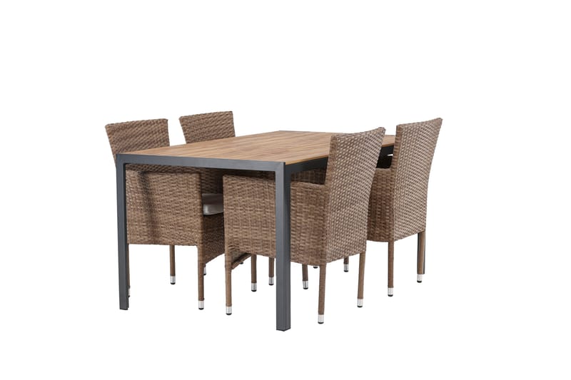 Break Matgrupp Utomhus 150 cm + 4 st Malina Karmstolar - Brun - Utemöbler & utemiljö - Utegrupp - Matgrupp utomhus