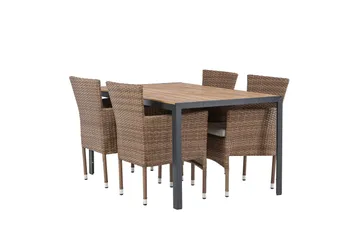 Break Matgrupp Utomhus 150 cm + 4 st Malina Karmstolar - Brun - Utemöbler & utemiljö - Utegrupp - Matgrupp utomhus