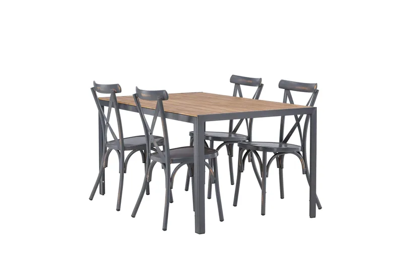 Break Matgrupp Utomhus 150 cm + 4 st Tablas Matstolar, Brun/Mörkgrå