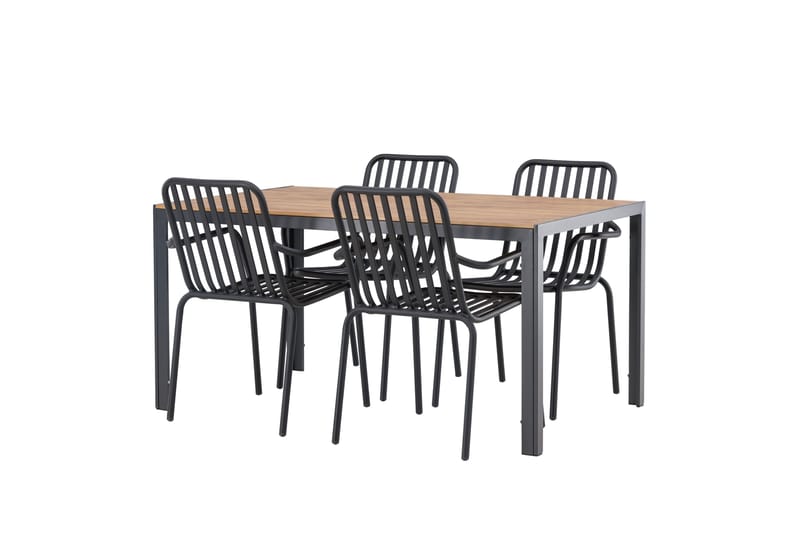 Break Matgrupp Utomhus 150 cm + 4 st Peking Karmstolar - Svart/Brun - Utemöbler & utemiljö - Utegrupp - Matgrupp utomhus