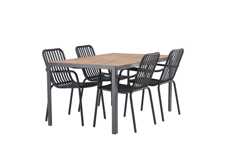 Break Matgrupp Utomhus 150 cm + 4 st Peking Karmstolar - Svart/Brun - Utemöbler & utemiljö - Utegrupp - Matgrupp utomhus